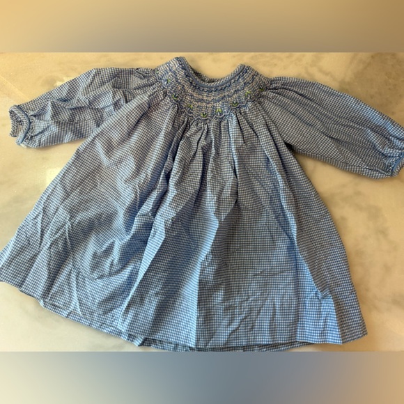 Blue & white smocked dress - Picture 1 of 3